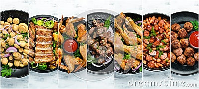 Collage. Set of world cuisine dishes. Stock Photo