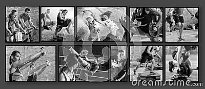 Collage of sport photos with people Stock Photo