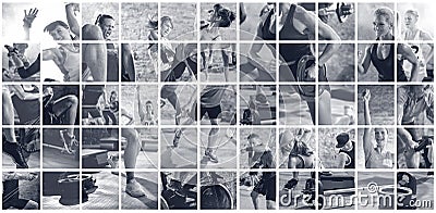 Collage of sport photos with people Stock Photo