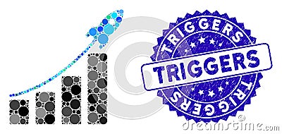 Collage Startup Sales Chart Icon with Textured Triggers Seal Vector Illustration