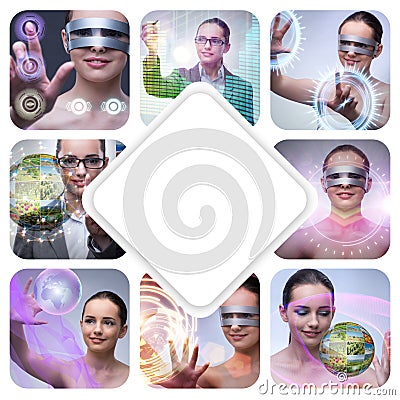 The collage of techno girl photos Stock Photo