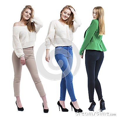 Collage three fashion blonde models Stock Photo