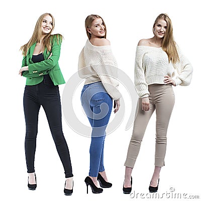 Collage three fashion blonde models Stock Photo