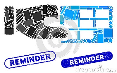 Rectangle Mosaic Timetable Properties with Grunge Reminder Seals Vector Illustration