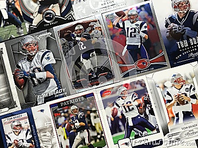 Tom Brady Football Cards Editorial Stock Photo