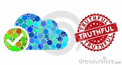 Collage Valid Cloud with Scratched Truthful Stamp Stock Photo