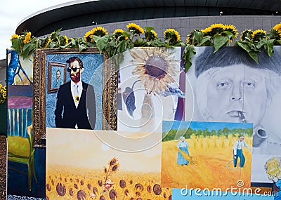 Collage of Van Gogh Fan Art Editorial Stock Photo