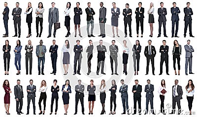 Collage of a variety of business people standing in a row Stock Photo