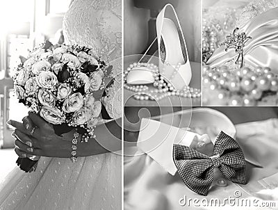 A collage of wedding photos, fashion, beauty Stock Photo