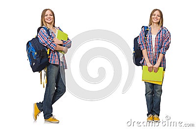 The collage of young female student on white Stock Photo