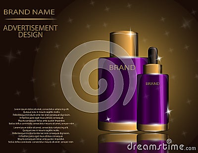 Collagen Premium Serum container template, glossy bottles on the Vector Illustration