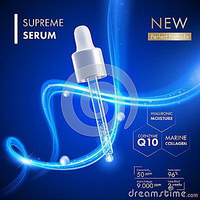 Collagen serum dropper with coenzyme Q10 essence Stock Photo