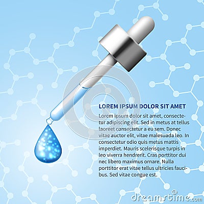 Collagen serum and vitamin vector abstract background. Skin care cosmetic concept Vector Illustration