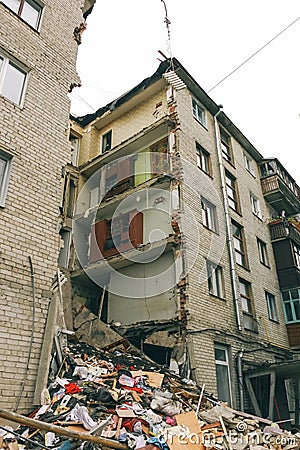 Collapse of apartment house Editorial Stock Photo