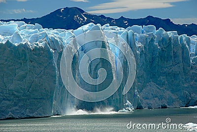 Collapse on the Perito Moreno Glacier. Stock Photo