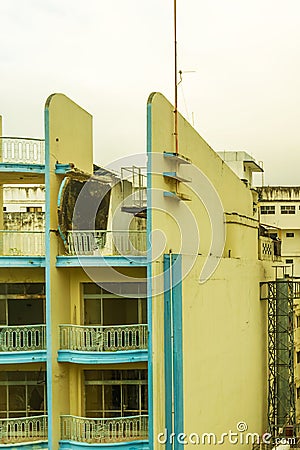 Collapsed balcony in the buiding, Guayaquil after earthquake. Editorial Stock Photo