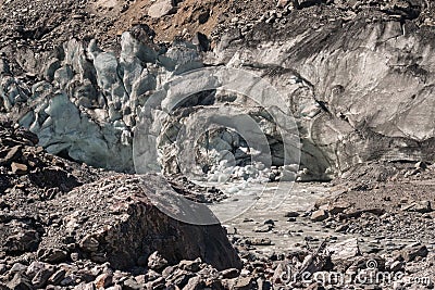 Collapsed crevasses at Fox Glacier Stock Photo