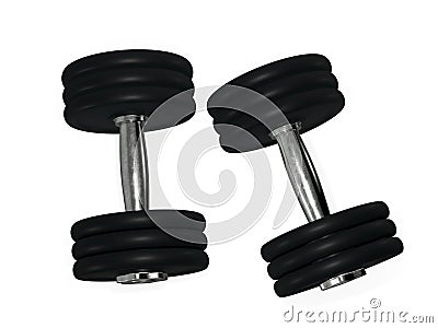 Collapsible dumbbells with rubber coated disks 3d rendering Stock Photo