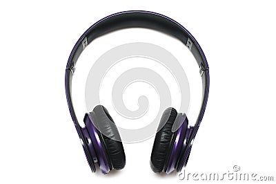A collapsible purple wireless headphone Stock Photo