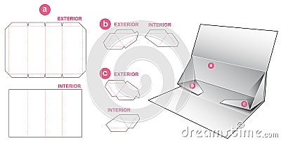 Collapsible rigid triangular box die cut template Vector Illustration