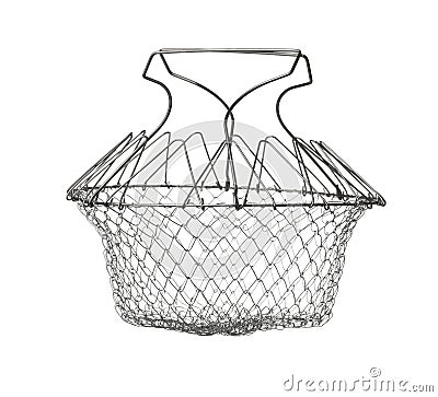 Collapsible round wire fruit washing basket Stock Photo