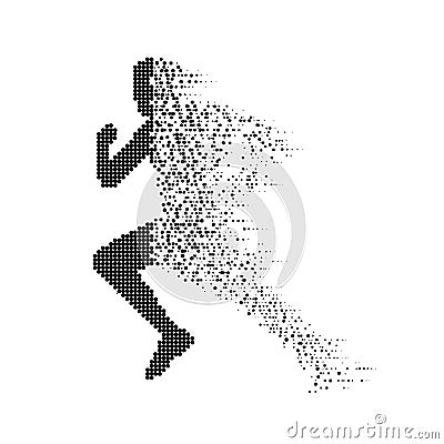 Collapsing silhouette of the running athlete Vector Illustration