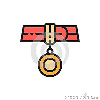 Collar with address, medallion flat color icon. Vector Illustration