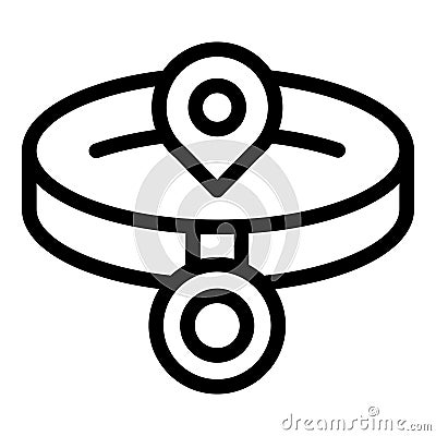 Collar gps finder icon outline vector. Feline chip Stock Photo