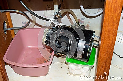 Close up look at an eroded garbage disposal collar Stock Photo