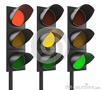 Collate of three traffic lights Stock Photo