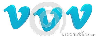 collcection set of 3D isolated render of floating video sharing vimeo app social media icon logo in front perspective view. Editorial Stock Photo