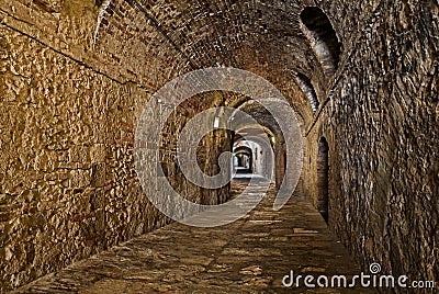 Colle di Val d'Elsa, Siena, Tuscany, Italy: the ancient covered alley Via delle Volte Stock Photo