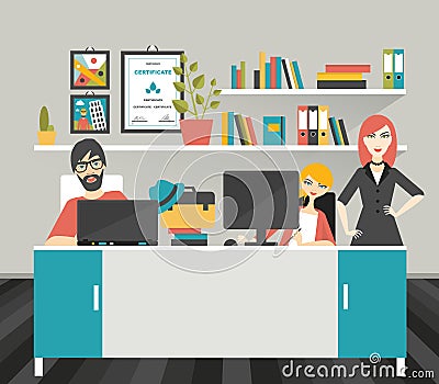 Colleague office workplace. Vector Illustration