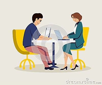 Colleagues coworking flat vector illustration Vector Illustration