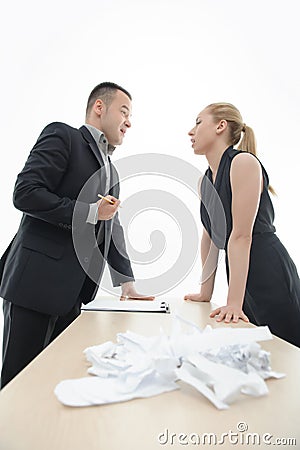 Colleagues discussing something with a heap of Stock Photo