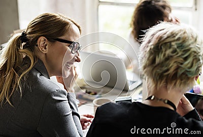 Colleagues Exchanging Opinion Ideas Working Stock Photo