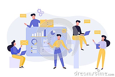 Colleagues teamwork, brainstorm flat vector illustration. Professional Vector Illustration