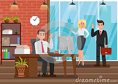 Colleagues at Workplace Flat Vector Illustration Vector Illustration