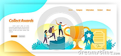 Collect championships like certificate trophies and medals for the best wins and achievements in the race. vector illustration con Vector Illustration
