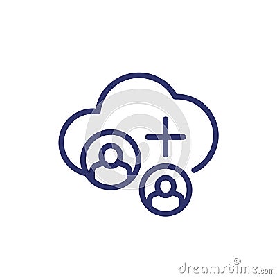collect user data in a cloud line icon Vector Illustration