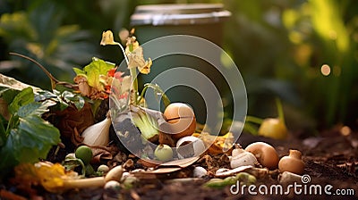 Collected kitchen scraps for recycling into gardening compost Stock Photo