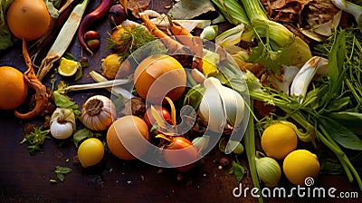 Collected kitchen scraps for recycling into gardening compost Stock Photo