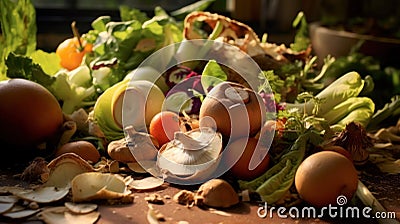 Collected kitchen scraps for recycling into gardening compost Stock Photo