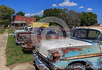 Collectible Classic Salvaged 57 Chevys Editorial Stock Photo