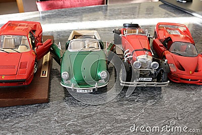 Collectible model cars, scale reproductions very faithful to reality Editorial Stock Photo