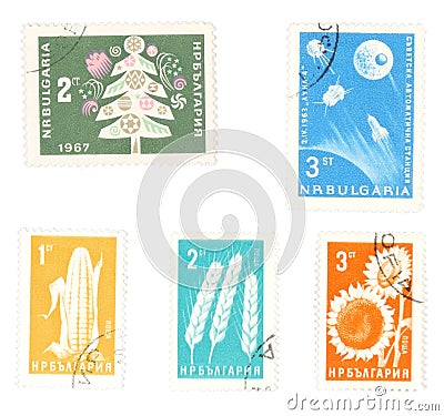 Collectible postage stamps from Bulgaria Editorial Stock Photo