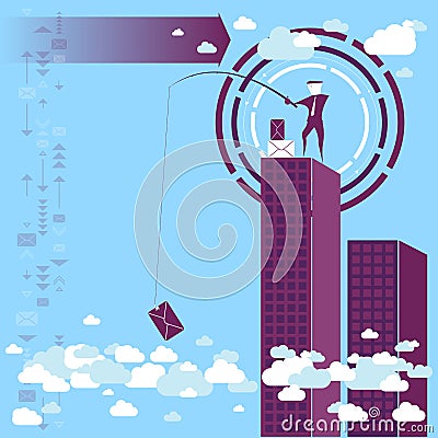 Collecting data from cloud Vector Illustration