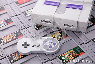 Collecting and Playing Super Nintendo Games Editorial Stock Photo