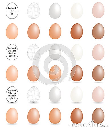 Collection of 3D eggs Vector Illustration