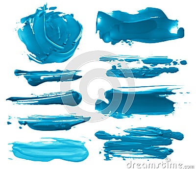 Collection of abstract acrylic brush strokes blots Stock Photo